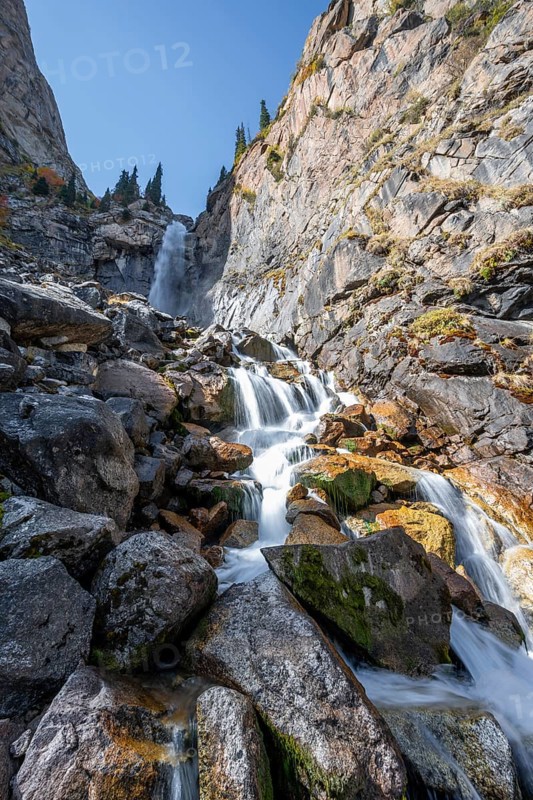 Barskon or Barskoon waterfall, mountain landscape with waterfall in a mountain valley, Jeti-Ögüz, Issyk-Kul region, Kyrgyzstan, Asia