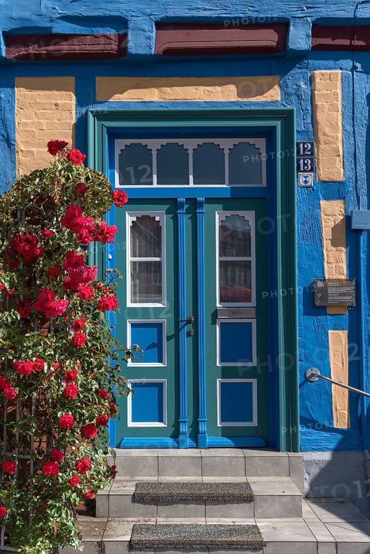 Front door of a historic house, Rehna, Mecklenburg-Vorpommern, Germany, Europe