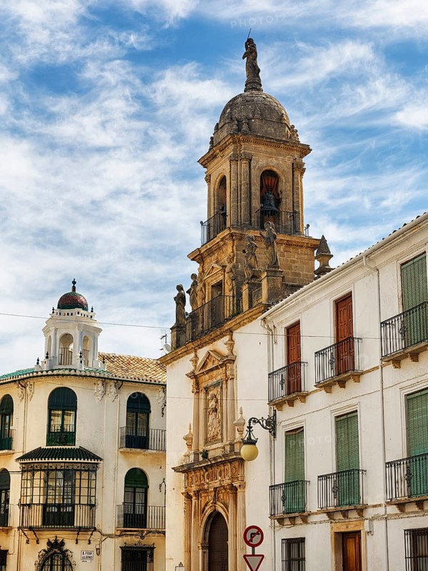 Baroque church Parroquia Virgen del Carmen with bell tower, Priego de Córdoba, Priego de Cordoba, Cordoba, Andalusia, Spain, Europe