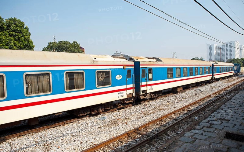 Public train at the suburban railway station in Hanoi, Vietnam, Asia