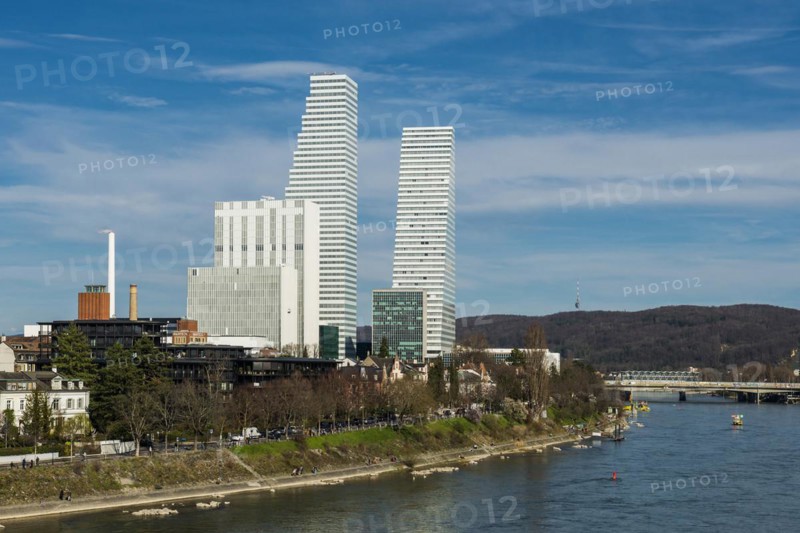 Roche Towers, architects Herzog and de Meuron, Basel, Canton of Basel-Stadt, Switzerland, Europe