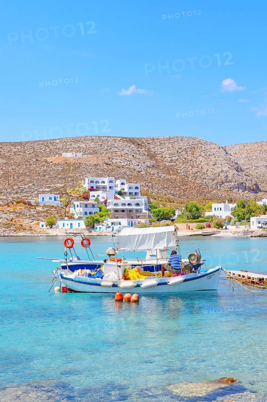 Fishing boat, Karavostasi village, Folegandros Island, Cyclades Islands, Greece, Europe