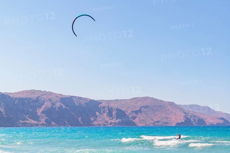 Kitesurfing, Episkopi beach, Rethymno, Crete, Greek Islands, Greece, Europe
