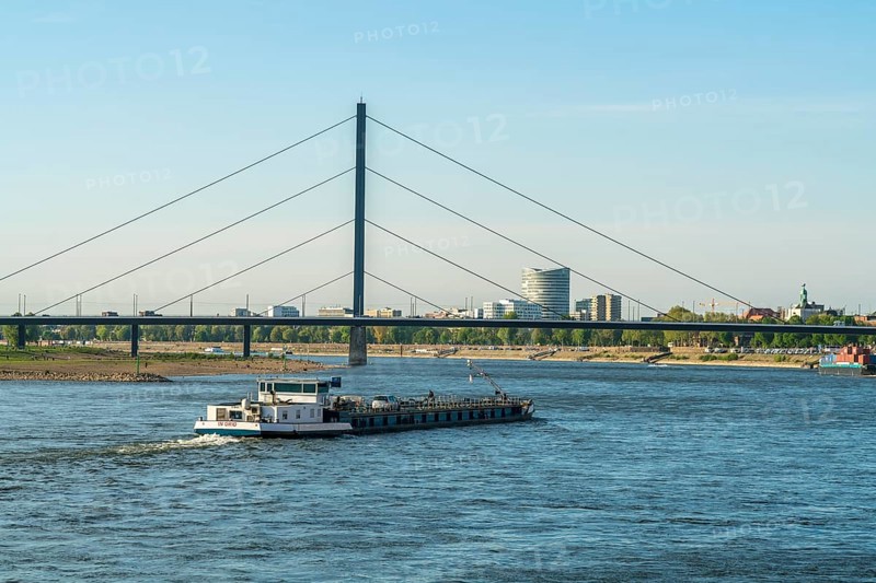 The Oberkassel Bridge over the Rhine near the state capital Düsseldorf, North Rhine-Westphalia, Germany, Europe
