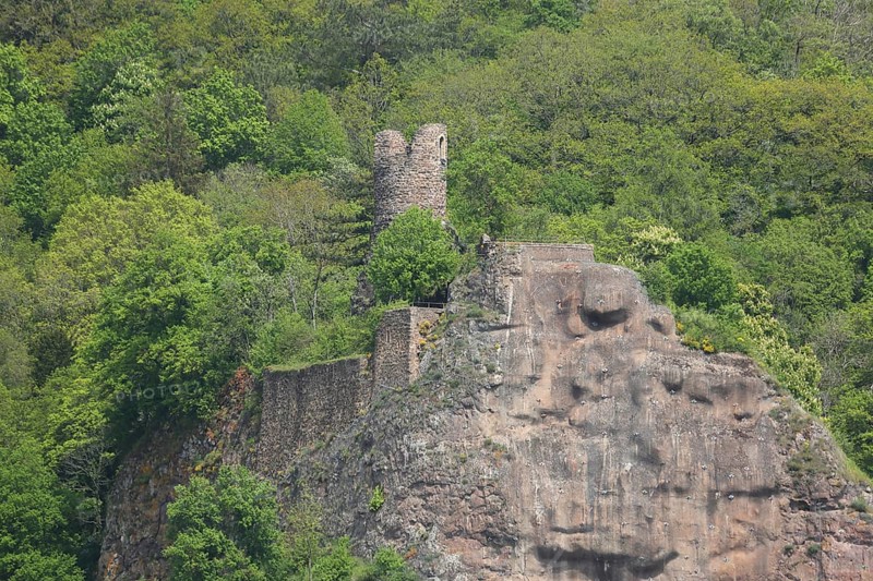 Bosselstein Castle over rocks, ruin, cliff, Idar-Oberstein, Hunsrück, Rhineland-Palatinate, Germany, Europe