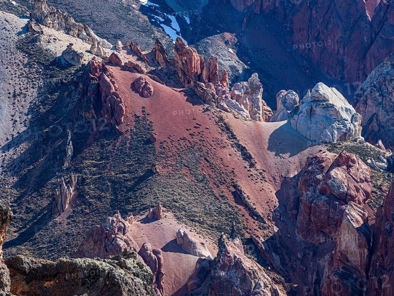Colorful rock formations in the Valle Lunar, section of the Jeinimeni National Park, Patagonia, Chile, South America