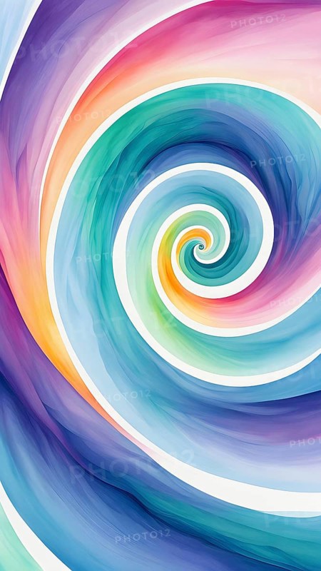Spiral shape that slowly expands, rotates, and shifts colors in a soft gradient, invoking a tranquil, meditative focus, AI generated