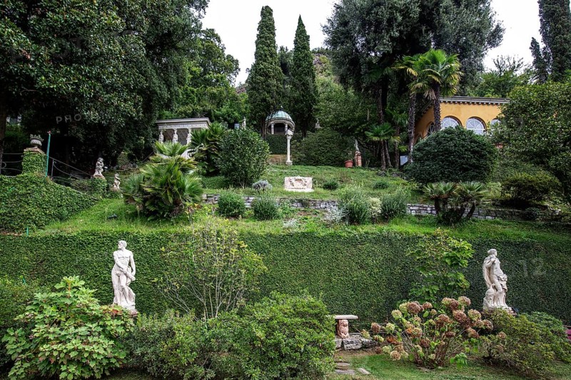Belvedere and Limonaia, building with orangery, Scherrer Park, Parco Scherrer, Morcote, Lake Lugano, Lago di Lugano, Canton Ticino, Switzerland, Europe