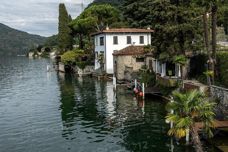 Villa on the lake, near Morcote, Lake Lugano, Lago di Lugano, Canton Ticino, Switzerland, Europe