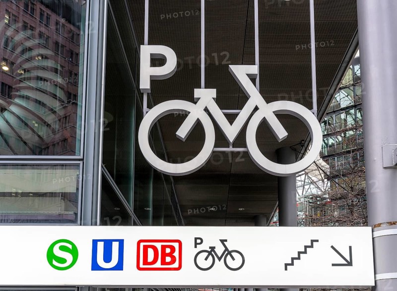 Access to the car park for bicycles, redesigned Potsdamer Platz station, Sony Center, Berlin, Germany, Europe