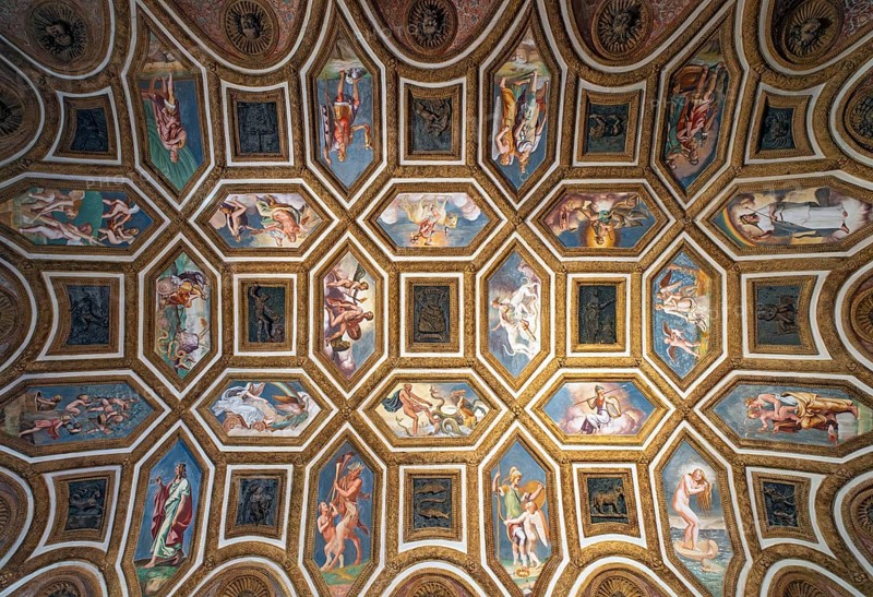 Coffered ceiling, Te Palace - Palazzo del Te, Mantova - Mantua, Italy, Europe