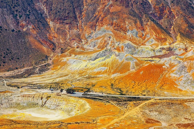 Nisyros volcano, high anlgle view, Nisyros Island, Dodecanese Islands, Greece, Europe