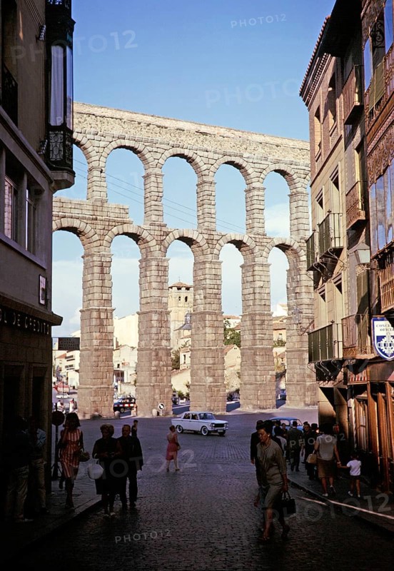 Roman aqueduct Segovia, Castile and León region, Spain 1964