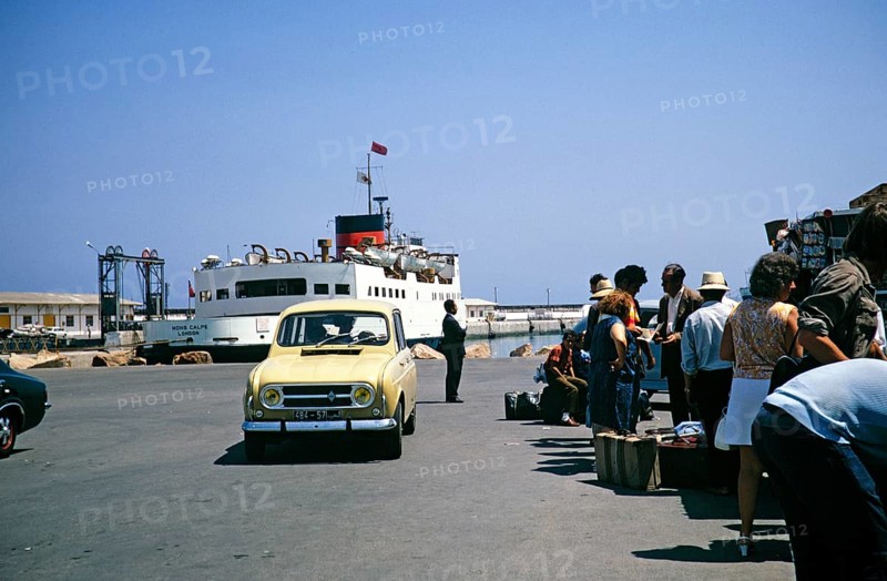 Ferry Mons Calpe of London, built in 1954, passengers waiting to embark, harbour of Tangier, Morocco, North Africa 1971, Africa