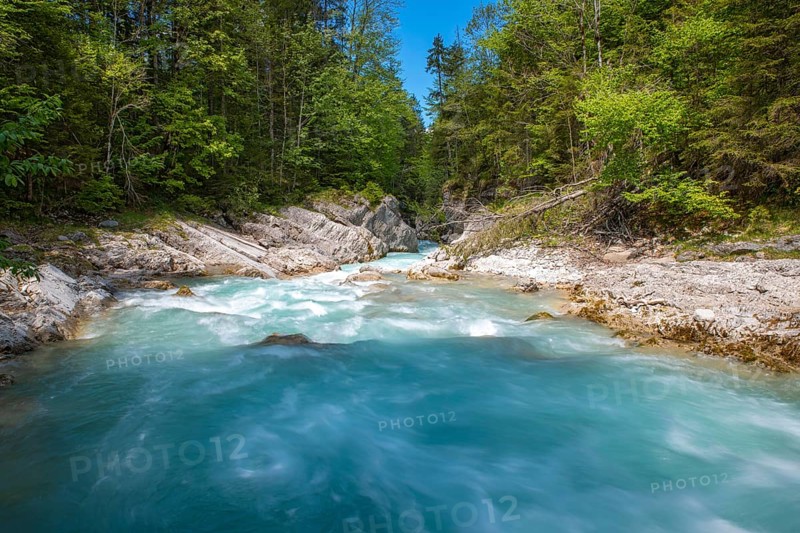 Rissbach stream in spring, Rissbach gorge near Hinterriss, Hinterriss, Bavaria, Germany, Europe