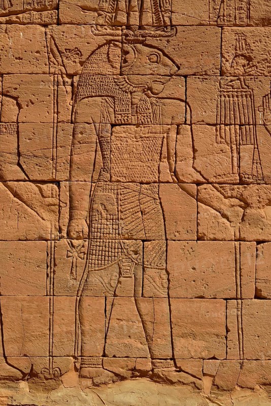 Relief of the lion deity Apedemak at the lion temple, Naga, Nubia, Nahr an-Nil, Sudan, Africa