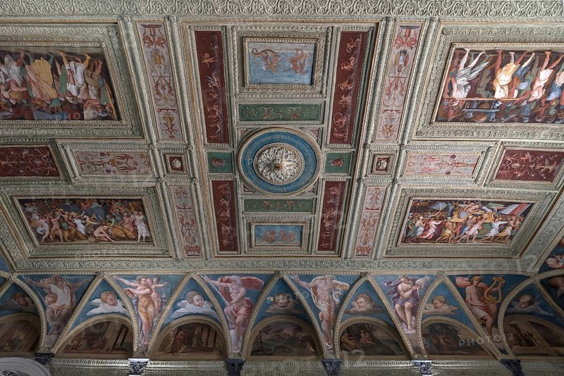 Ceiling fresco in the Villa del Principe, Palazzo di Andrea Doria, Piazza dei Principe, Genoa. Italy