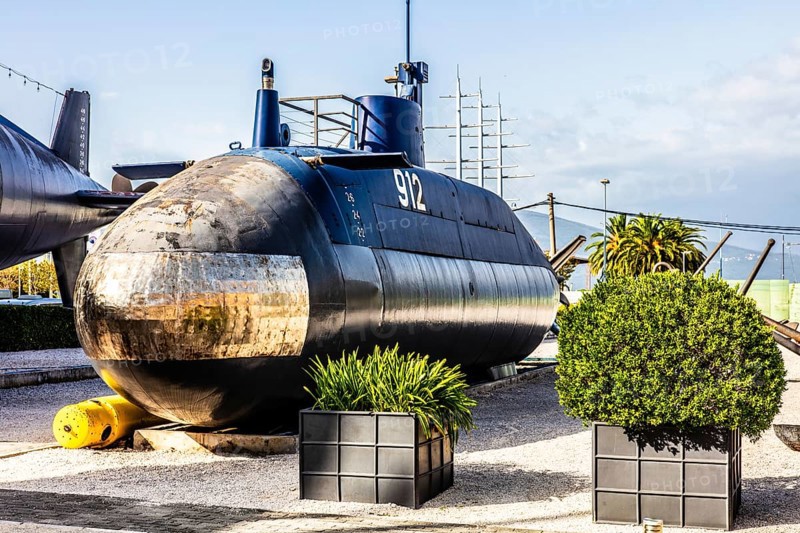 Shipyard museum with submarine, Porto Montenegro, Bay of Kotor, Montenegro, Tivat, Montenegro, Europe