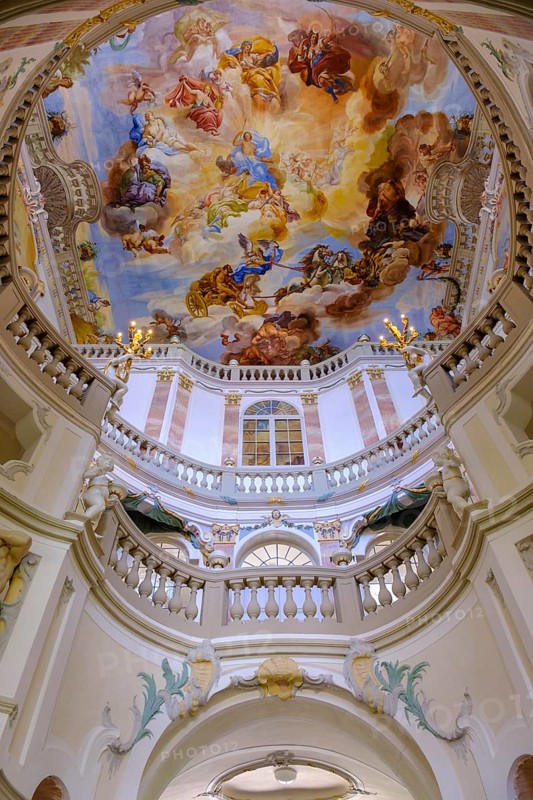 Baroque staircase, Wurzach Castle, Bad Wurzach, Upper Swabia, Swabia, Baden-Württemberg, Germany, Europe