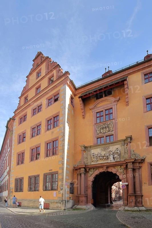 Entrance with portal to the Old University, Renaissance, old, archway, Würzburg, Lower Franconia, Franconia, Bavaria, Germany, Europe