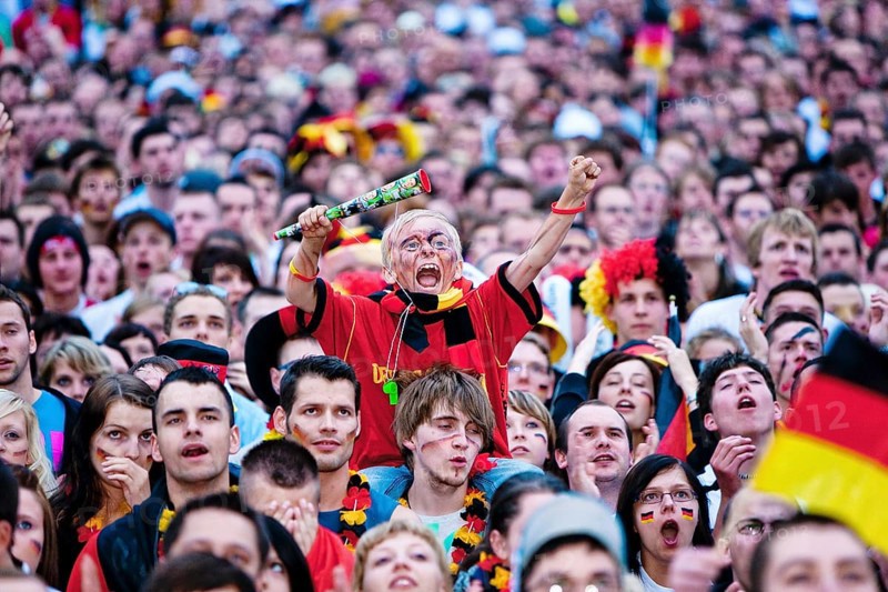 Public viewing on the banks of the Elbe in Dresden on the grounds of the Filmnächte am Elbufer, where thousands of fans cheer for their team as the matches from South Africa are broadcast on a big screen