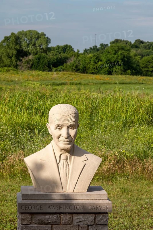 Diamond, Missouri, A bust of George Washington Carver at the George Washington Carver National Monument. The monument preserves the Moses and Susan Carver farm where Carver was born as a slave in about 1864. It was the first National Monument to honor an African-American