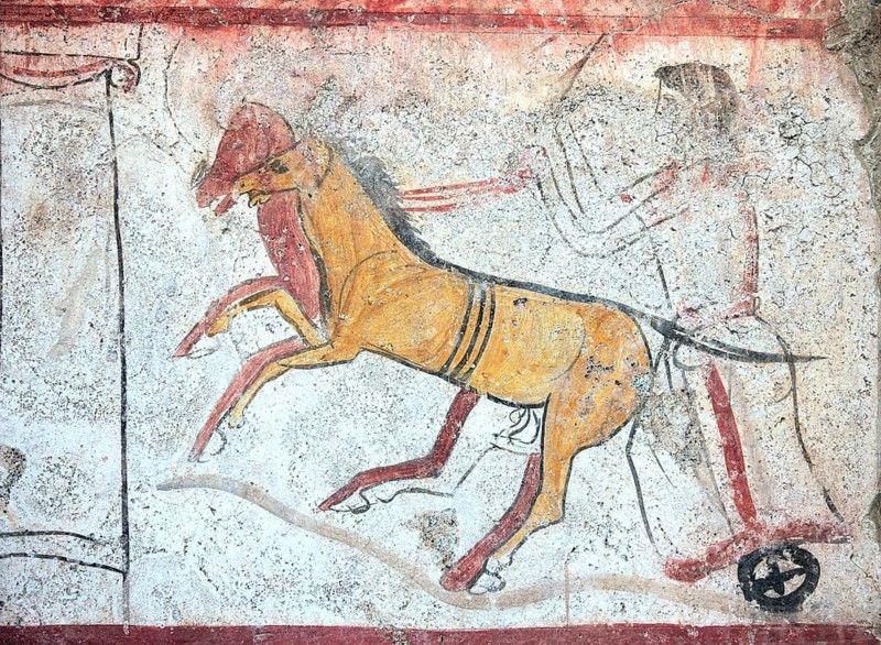 Tomb painting from a chamber tomb from ca 480 B. C. Lucanian period, in the Museum of Paestum, Campania, Italy, Europe