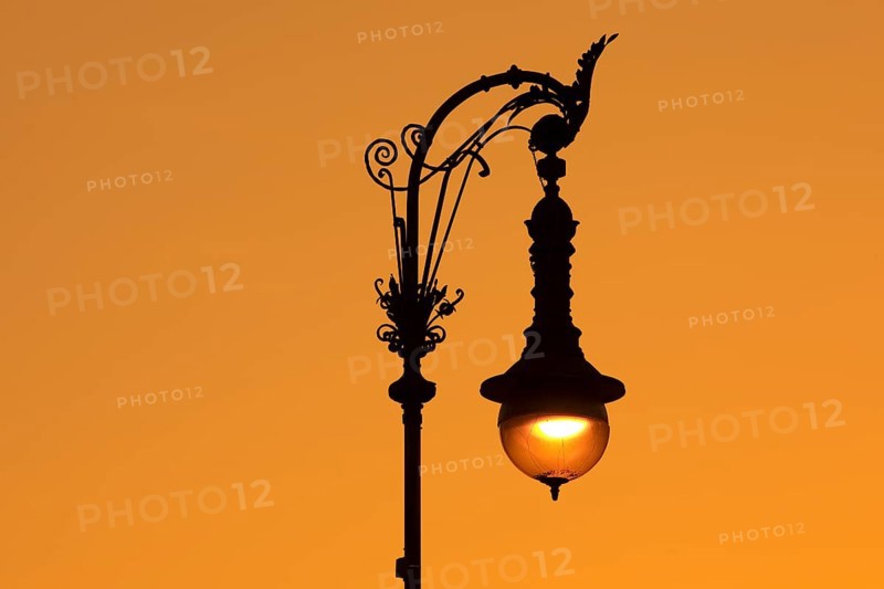 Old Berlin gas lantern at sunset, Berlin, Germany, Europe
