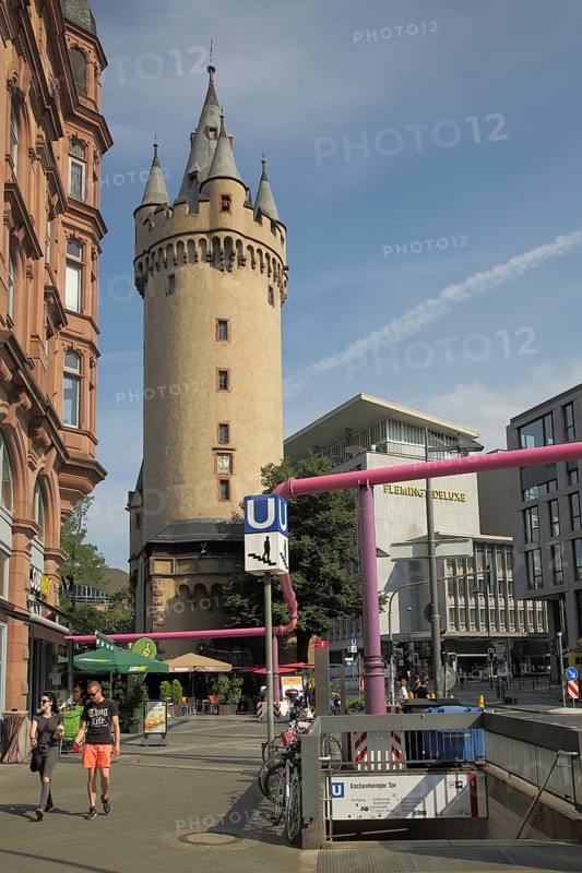 Eschenheimer Turm, gate with entrance to underground station, city centre, Main, Frankfurt, Hesse, Germany, Europe