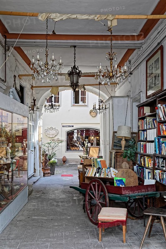 Shop, picturesque, courtyard, antiques for sale, antique yard, Ansbach, Middle Franconia, Franconia, Bavaria, Germany, Europe