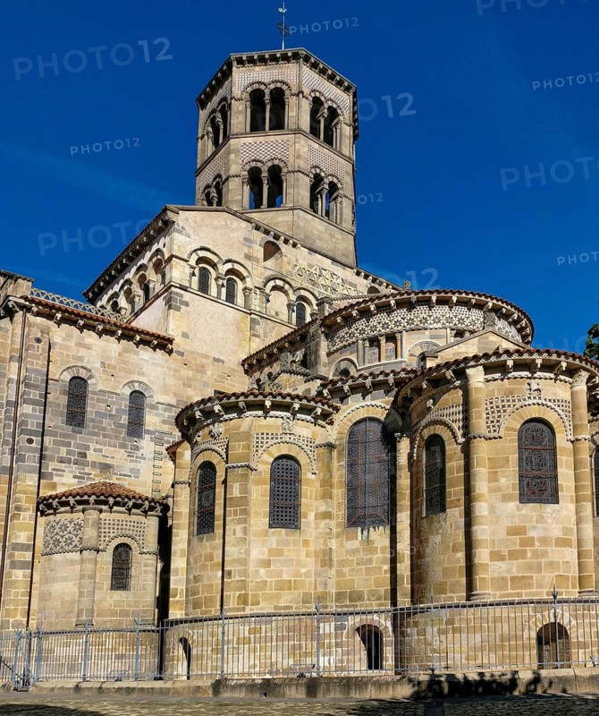 Issoire. Roman church Saint Austremoine. Puy de Dome department. Auvergne Rhone Alpes, France, Europe