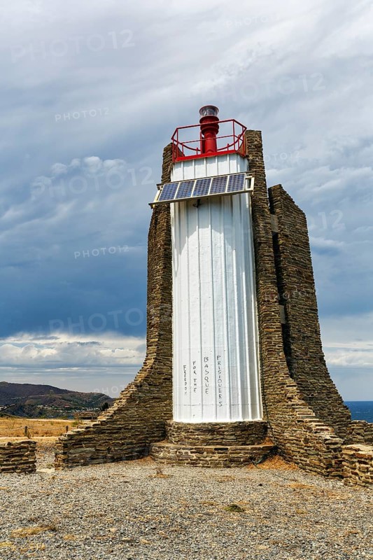 Lighthouse of Cap Cerbère, Cap Cerbere, solar powered, solar panels, Côte Vermeille, Cote Vermeille, Pyrénées-Orientales, Pyrenees-Orientales, France, Europe