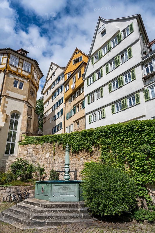 The George Fountain on the Klosterberg in the old town of Tübingen, Baden-Württemberg, Germany, Europe