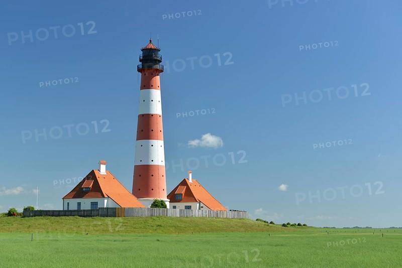 Westerhever Lighthouse in Schleswig-Holstein, Germany, Europe