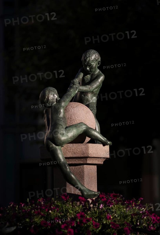 Fountain Antoniusplatz, Ortisei, Val Gardena, South Tyrol, Italy, Europe