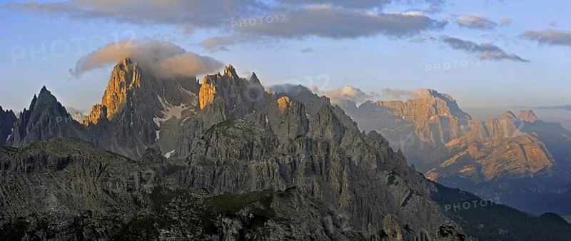 The mountain range Cadini di Misurina in the Dolomites, Italy, Europe