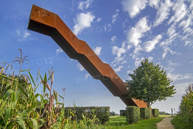 Vlooyberg Tower, Vlooybergtoren, stairway to heaven, corten steel stairs and observation tower near Tielt-Winge, Flemish Brabant, Flanders, Belgium, Europe