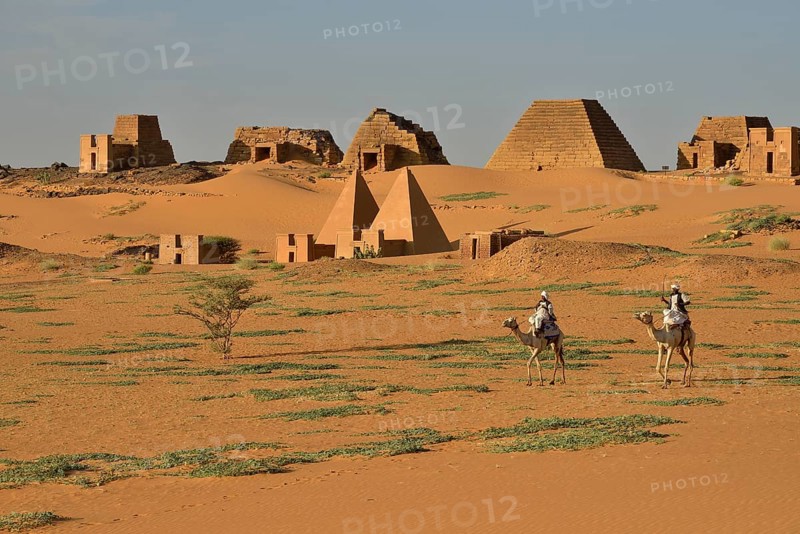 Pyramids of the northern cemetery of Meroe, Black Pharaohs, Nubia, Nahr an-Nil, Sudan, Africa