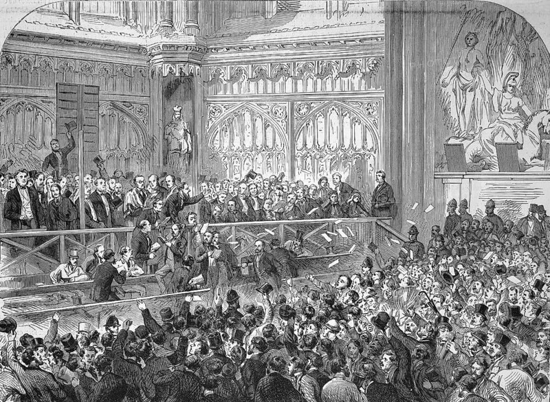 Election to Parliament in London, Parliament of England, 1869, England, Parliament of England, Historic, digitally restored reproduction of an original 19th century template, exact original date not known