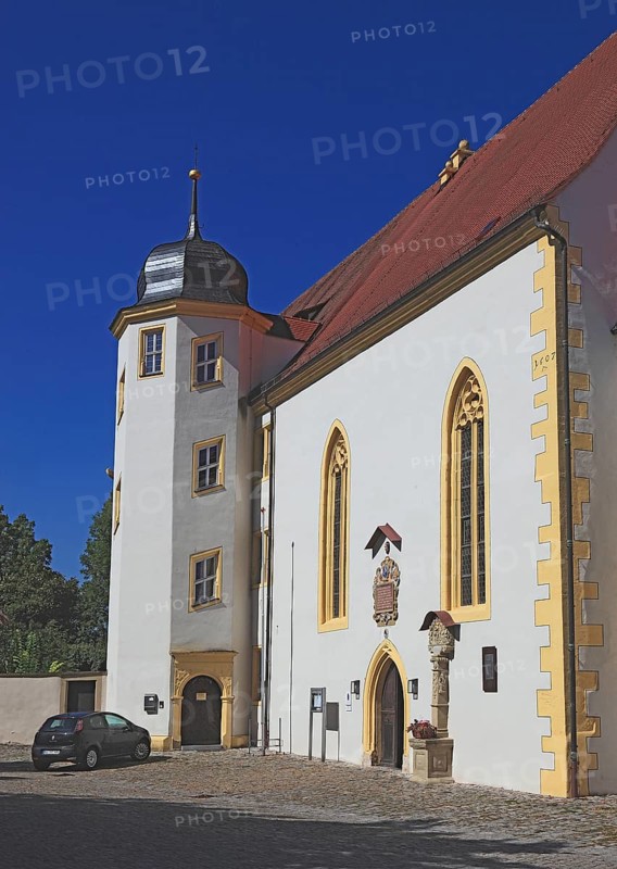 Spitalkirche with the Bürgerspital, town of Iphofen, district of Kitzingen, Lower Franconia, Bavaria, Germany, Europe