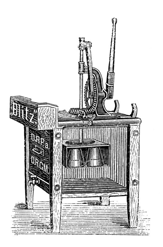 Universal washing machine anno 1888, Germany, Historic, digitally restored reproduction of an original 19th century model, exact original date unknown, Europe