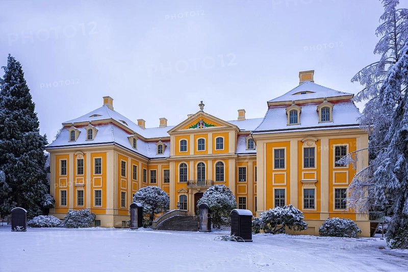 Winter at Rammenau Baroque Palace, Rammenau Palace in Rammenau near Bischofswerda in the district of Bautzen is one of the most beautiful preserved Baroque country palaces in Saxony