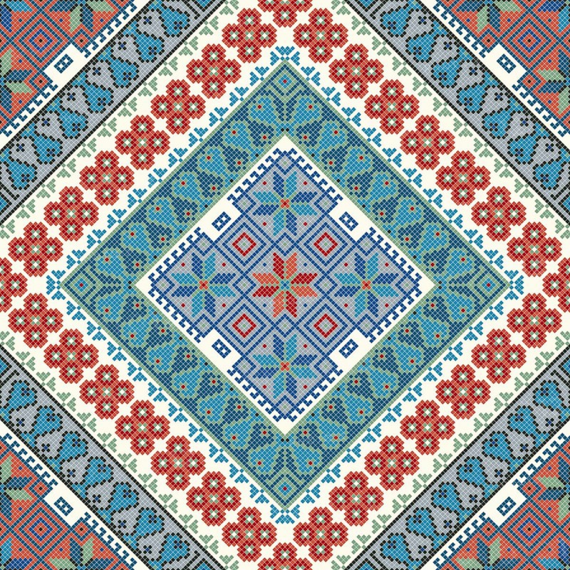 Traditional Georgian folk art embroidery vector pattern
