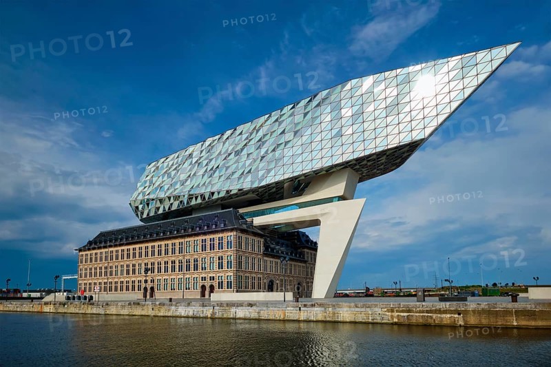 ANTWERP, BELGIUM, MAY 27, 2018: Port authority house (Porthuis) designed by famous Zaha Hadid Architects which was her last project