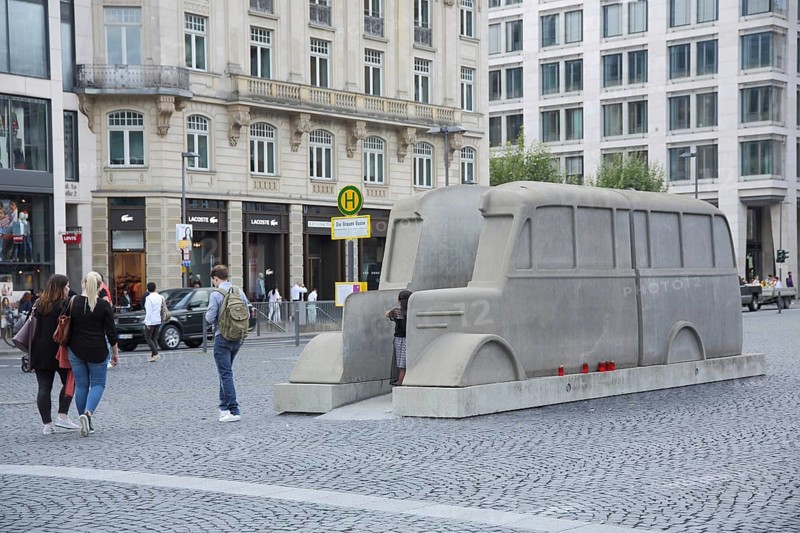 Memorial to the Grey Buses, Memorial to Euthanasia under National Socialism, Rathenauplatz, City Centre, Main, Frankfurt, Hesse, Germany, Europe