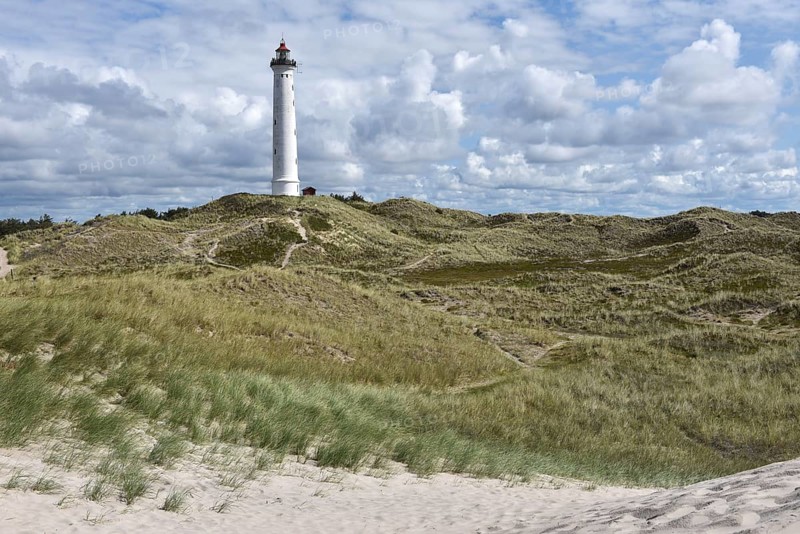 Lyngvig Lighthouse, Lyngvig Fyr in the dunes of Denmark