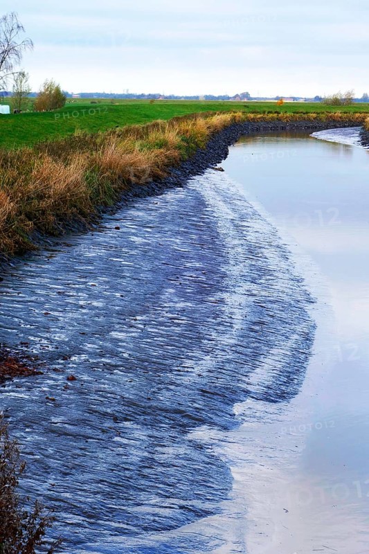 River Leda, low water, silt input, tides, East Frisia, Germany, Europe