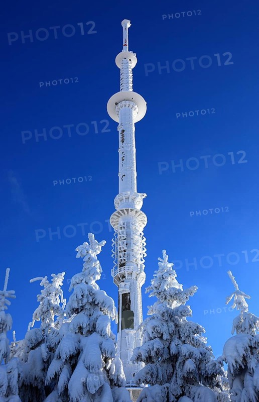 Ochsenkopf transmitter and radio relay node, TV tower, Fichtelgebirge, Bayreuth district, Upper Franconia, Bavaria, Germany, Europe