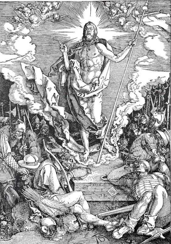 Woodcuts to complete the great Passion, the Resurrection of Christ, woodcut by Albrecht Dürer, historical, digital improved reproduction of an old woodcut