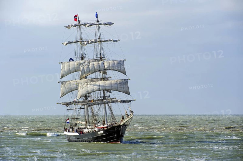 Two-master sailing ship Mercedes on the North Sea